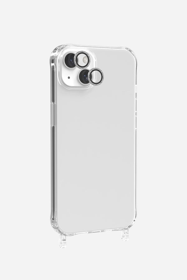 la coque française Protection camera paillettes argent (iPhone 15 / 15 Plus)