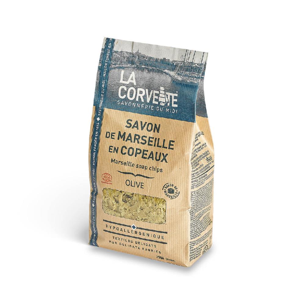 la corvette Copeaux de Savon de Marseille Sans Huile de Palme OLIVE – 750g – ECOCERT Ecodétergent
