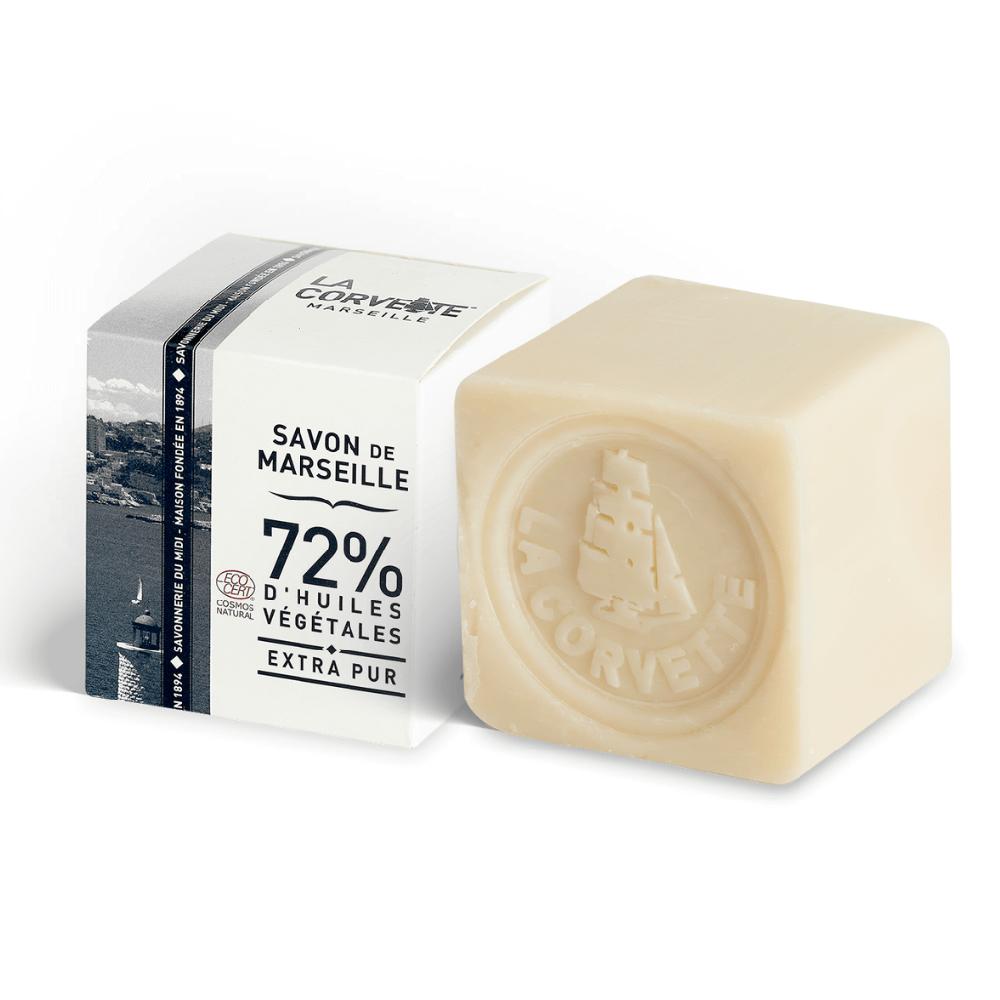 la corvette Cube de Savon de Marseille EXTRA PUR – 200g – En boite – COSMOS NATURAL