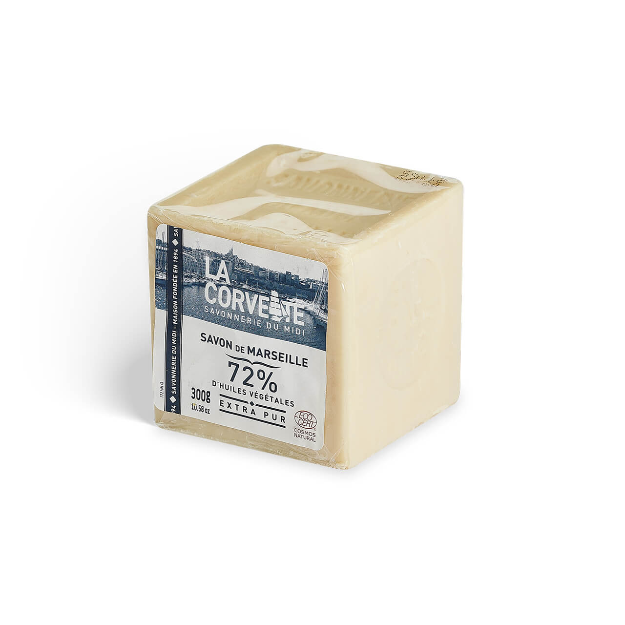 la corvette Cube de Savon de Marseille EXTRA PUR – 300g – Sous film – COSMOS NATURAL