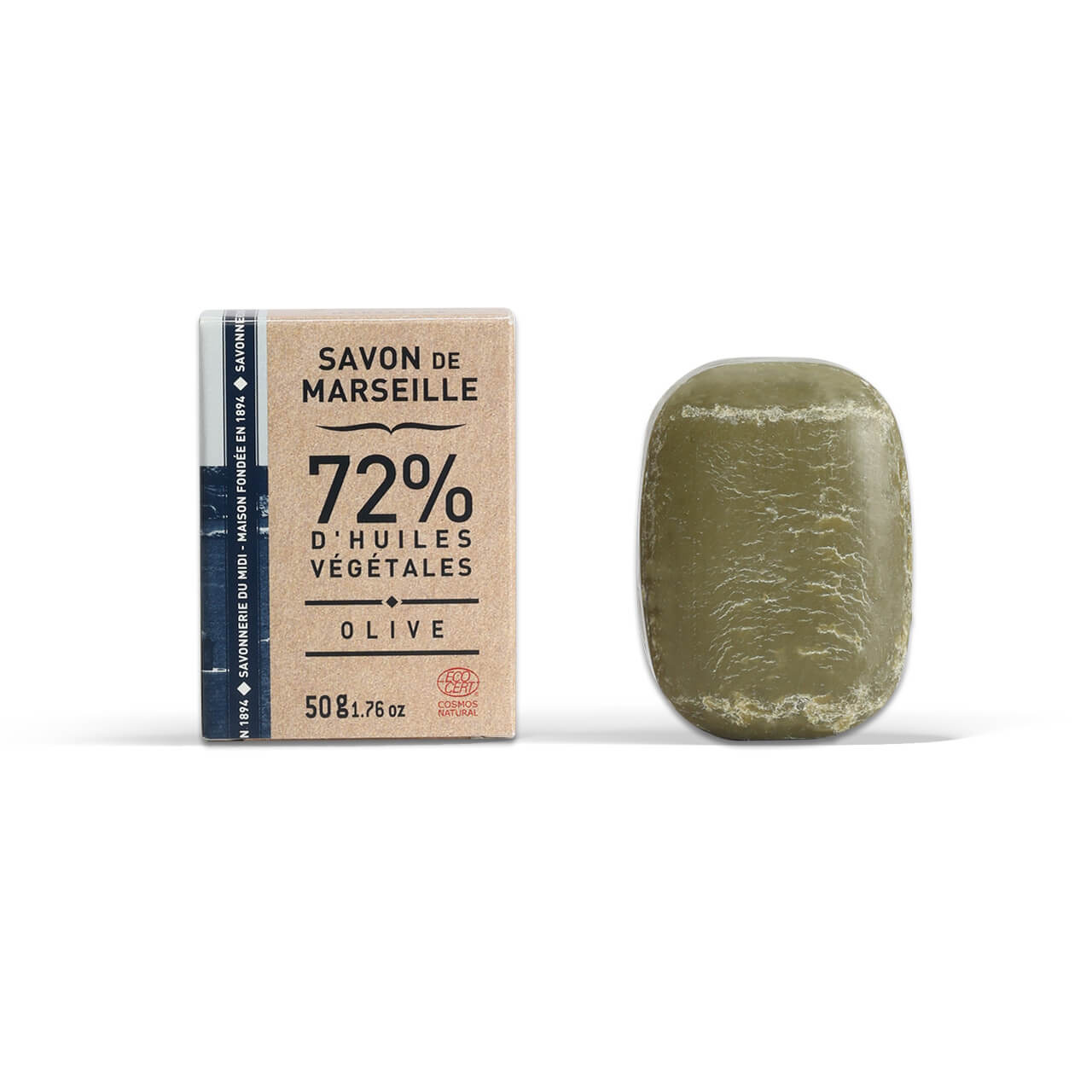 La Corvette Galet De Savon De Marseille OLIVE – 50g – En Boite – COSMOS NATURAL