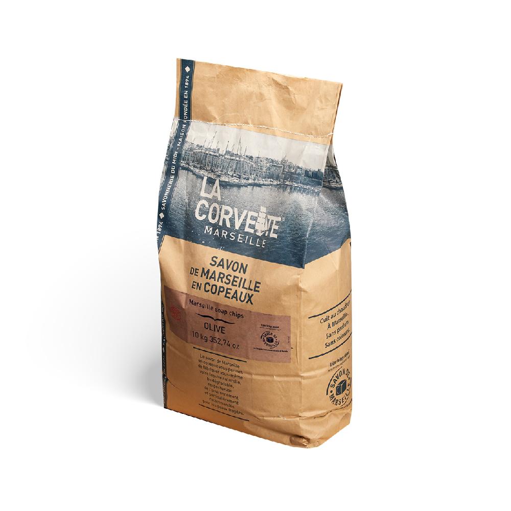la corvette Sac de Savon de Marseille en Copeaux OLIVE – 10 kg – Vrac – ECOCERT Ecodétergent