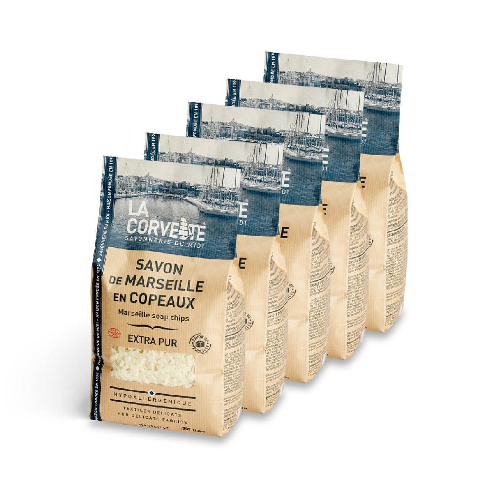 la corvette Savon de Marseille en Copeaux EXTRA PUR – Lot 5x750g – ECOCERT Ecodétergent