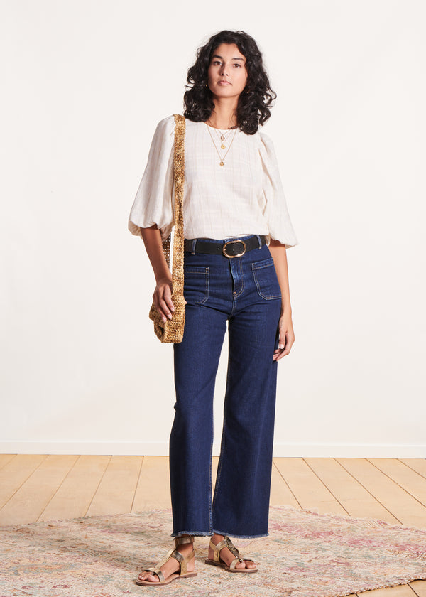 La Fée Maraboutée Blouse écrue Ample Manches 3/4 Bouffantes