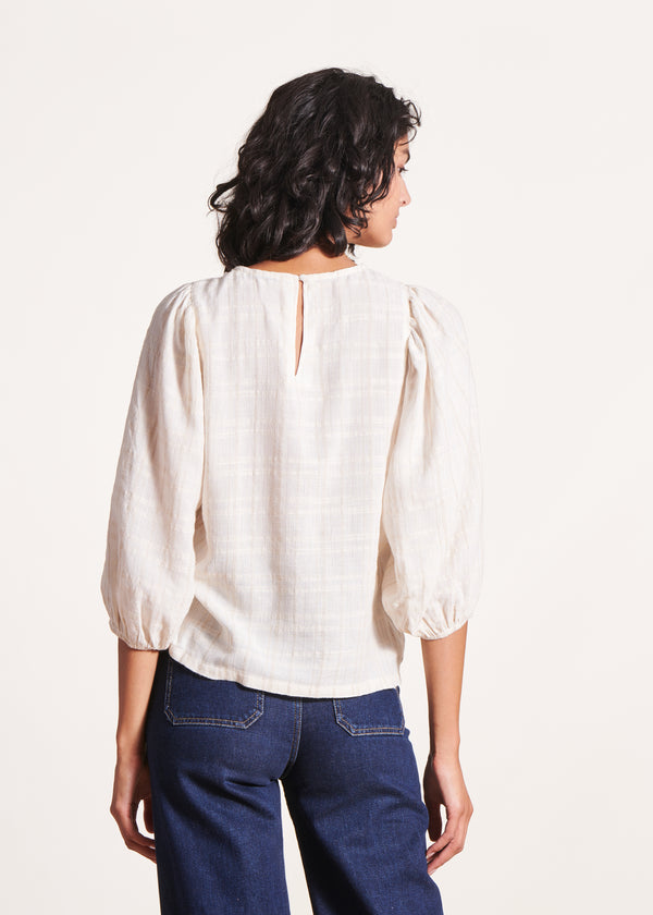 La Fée Maraboutée Blouse écrue Ample Manches 3/4 Bouffantes