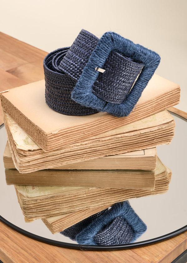 La Fée Maraboutée Ceinture élastiquée Bleu Marine Boucle Rectangle