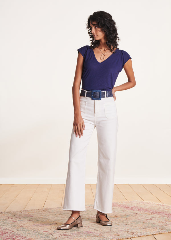 La Fée Maraboutée Ceinture élastiquée Bleu Marine Boucle Rectangle