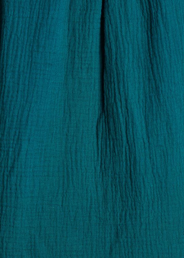 La Fée Maraboutée Chemisier Court Bleu Canard En Gaze De Coton Biologique