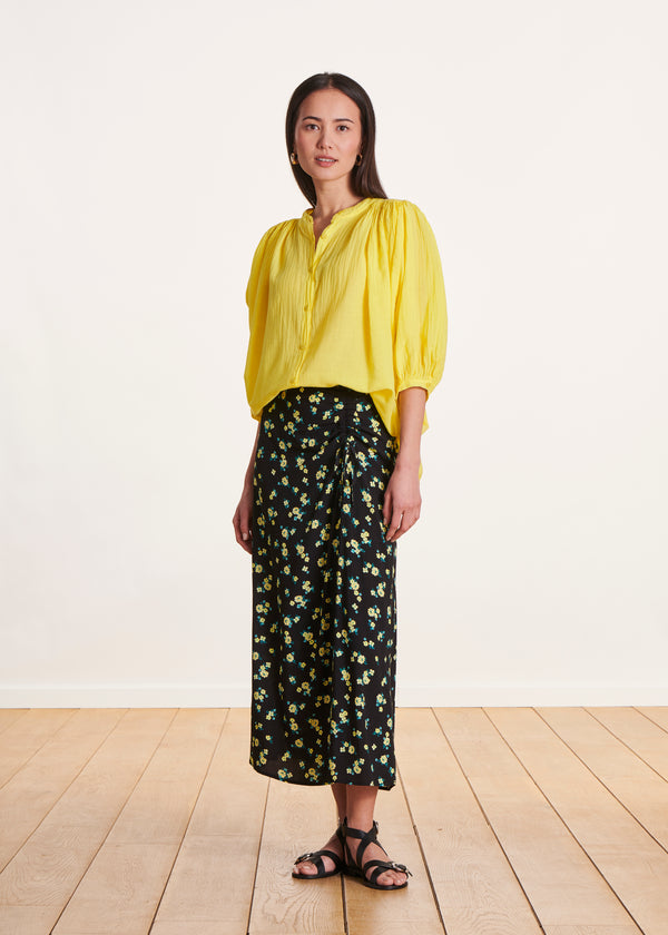 La Fée Maraboutée Chemisier Jaune En Voile De Coton Fluide