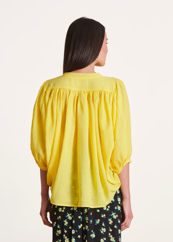 La Fée Maraboutée Chemisier Jaune En Voile De Coton Fluide