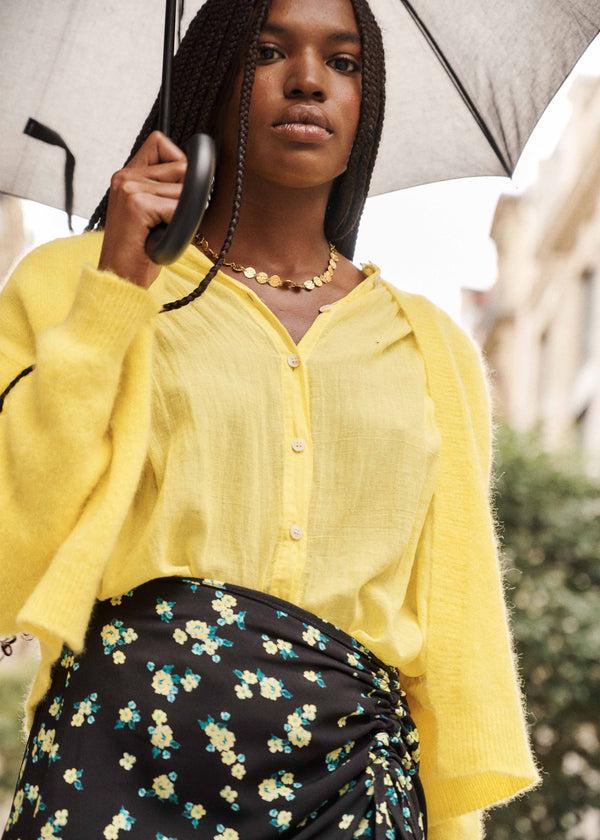 la fée maraboutée Chemisier jaune en voile de coton fluide