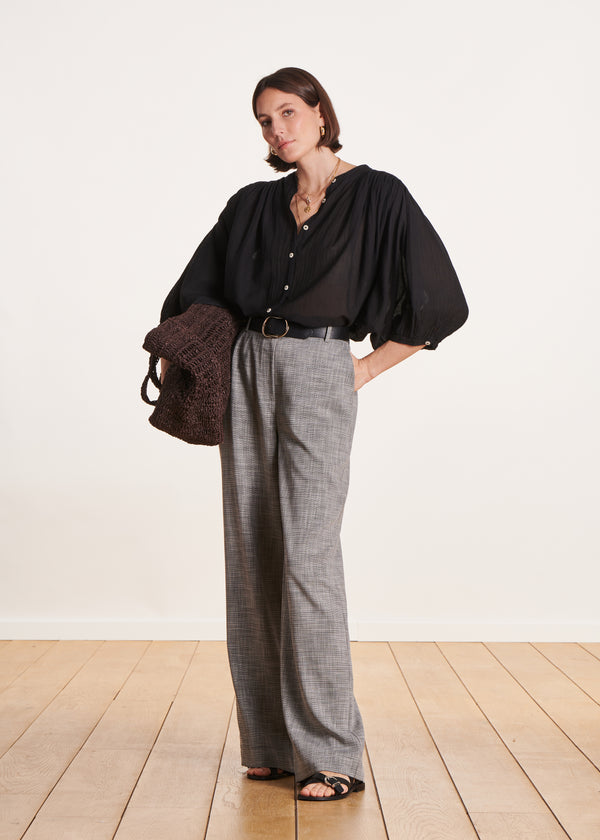 La Fée Maraboutée Chemisier Noir En Voile De Coton Fluide