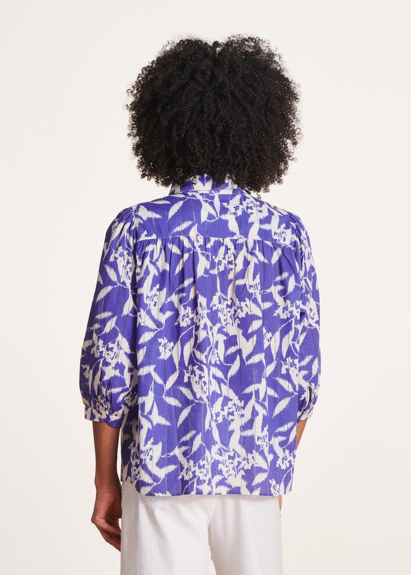 La Fée Maraboutée Chemisier Violet Fleuri En Voile De Coton Biologique