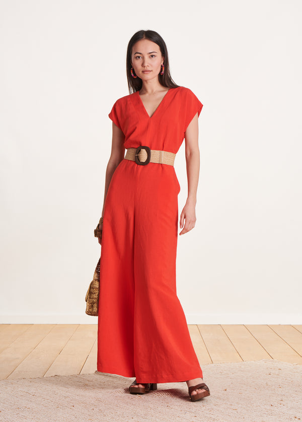 la fée maraboutée Combinaison large orange à manches courtes la fée maraboutée Combinaison large orange à manches courtes