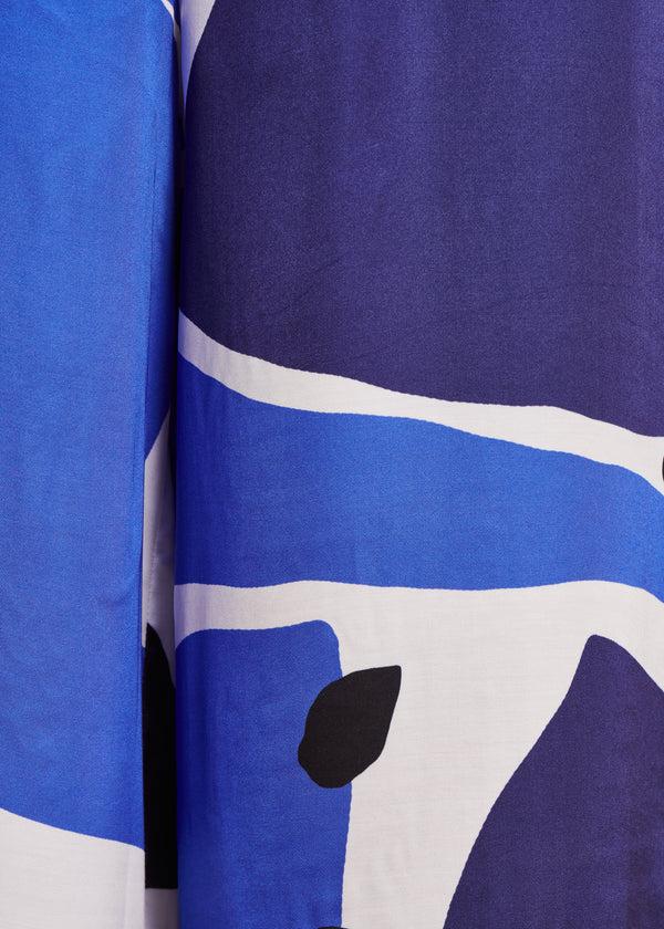 La Fée Maraboutée Combinaison Pantalon Bleue En Viscose/soie Imprimée