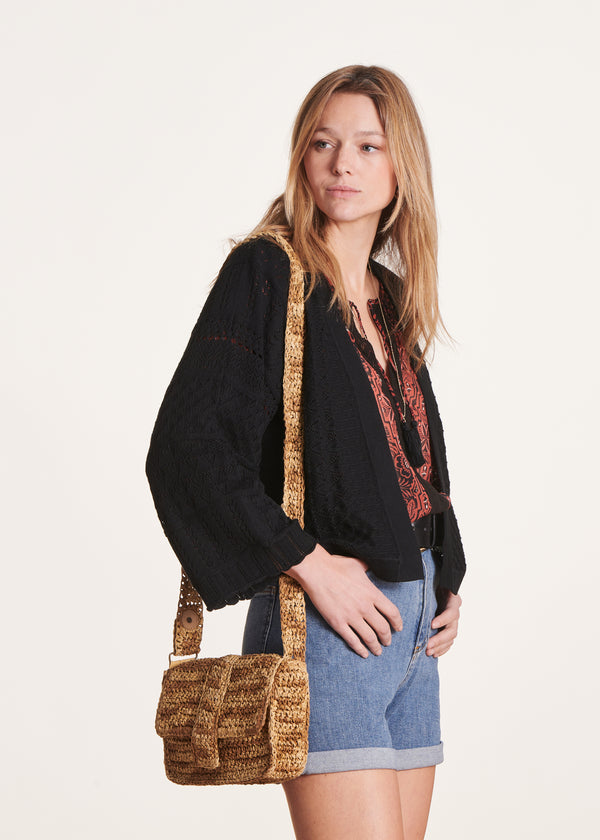 la fée maraboutée Gilet court noir ouvert à manches longues