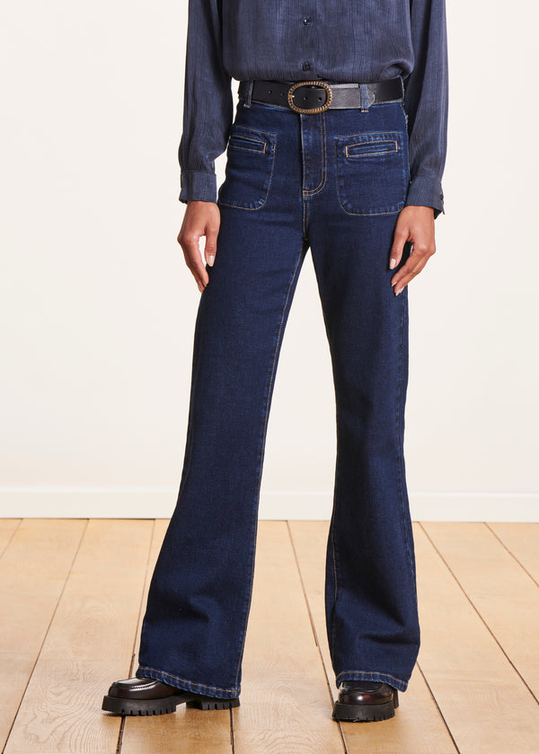 La Fée Maraboutée Jean Bootcut Brut Taille Haute En Coton Biologique