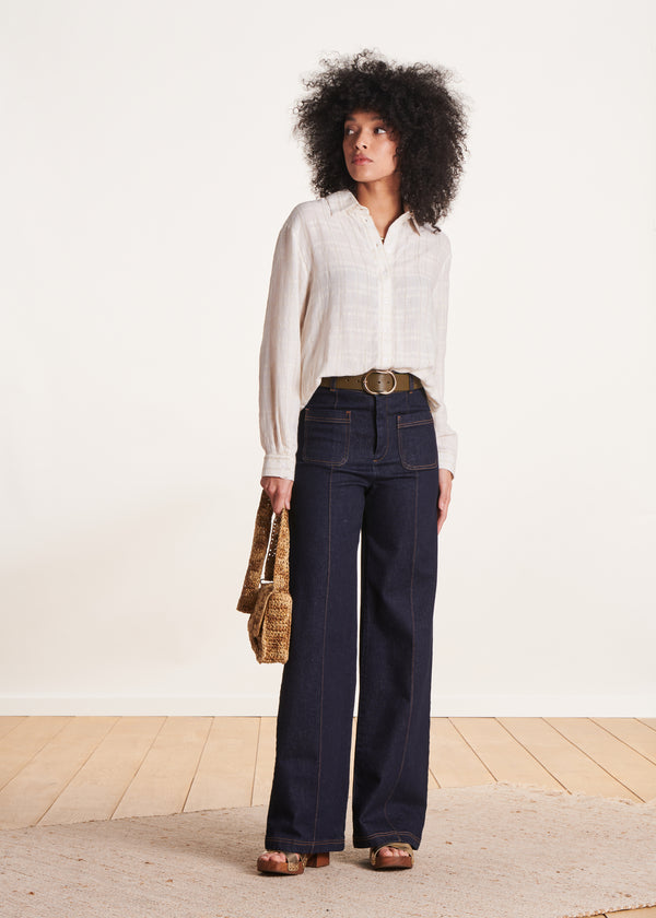 la fée maraboutée Jean large brut taille haute en coton biologique