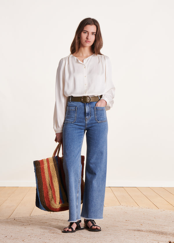 La Fée Maraboutée Chemisier Blanc Ample En Satin