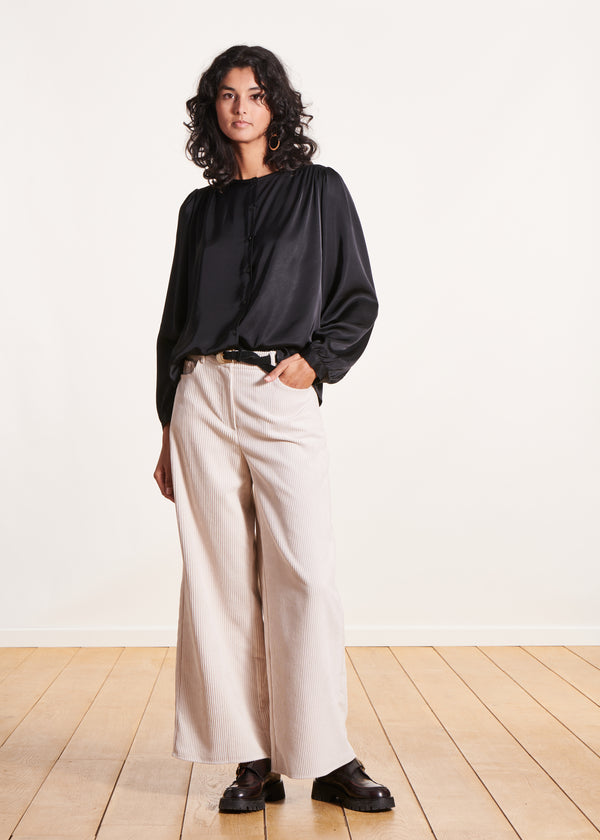 La Fée Maraboutée Chemisier Noir Ample En Satin