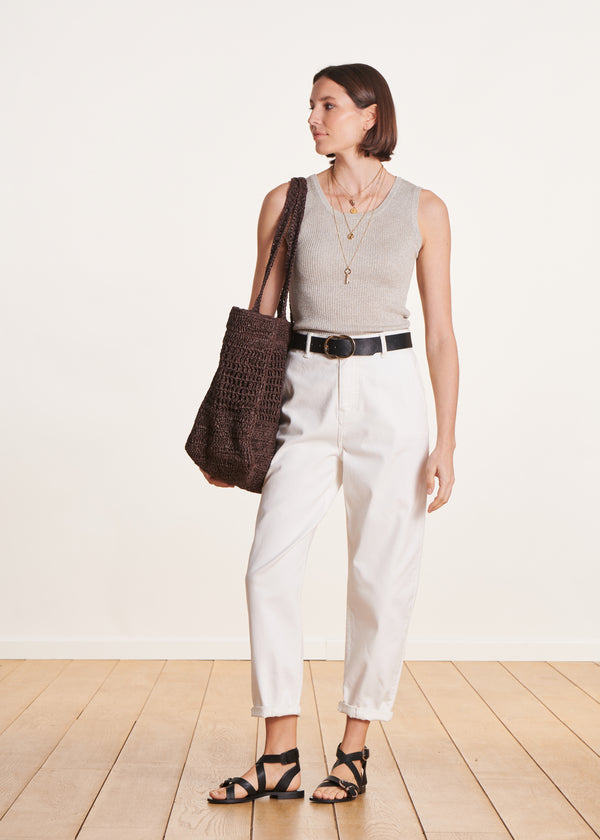 La Fée Maraboutée Débardeur Beige En Maille Irisée