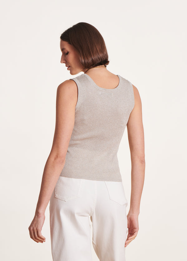 La Fée Maraboutée Débardeur Beige En Maille Irisée