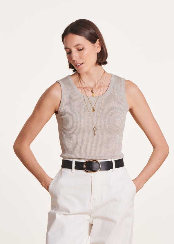 la fée maraboutée Débardeur beige en maille irisée