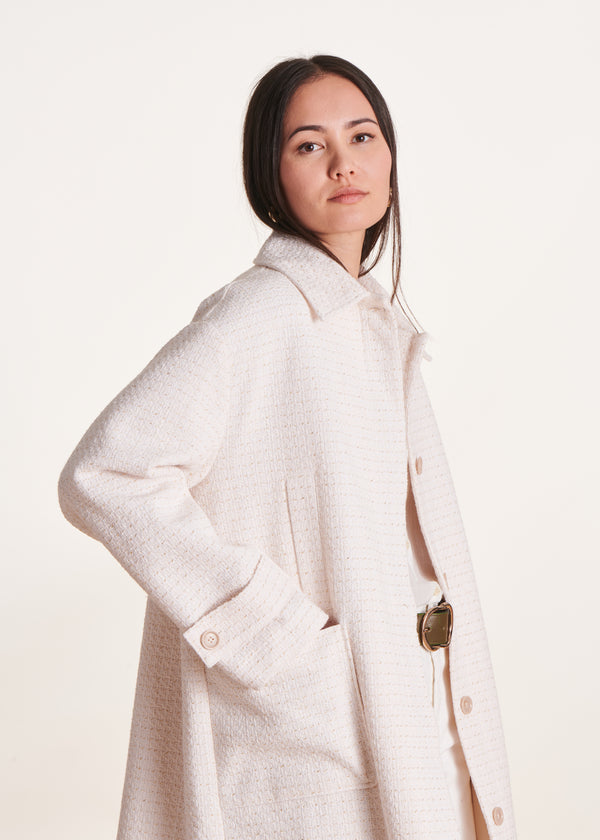 La Fée Maraboutée Manteau 3/4 écru Ample Et Droit