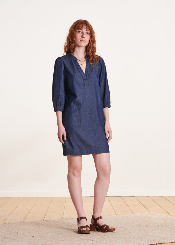 la fée maraboutée Robe courte droite en jean brut