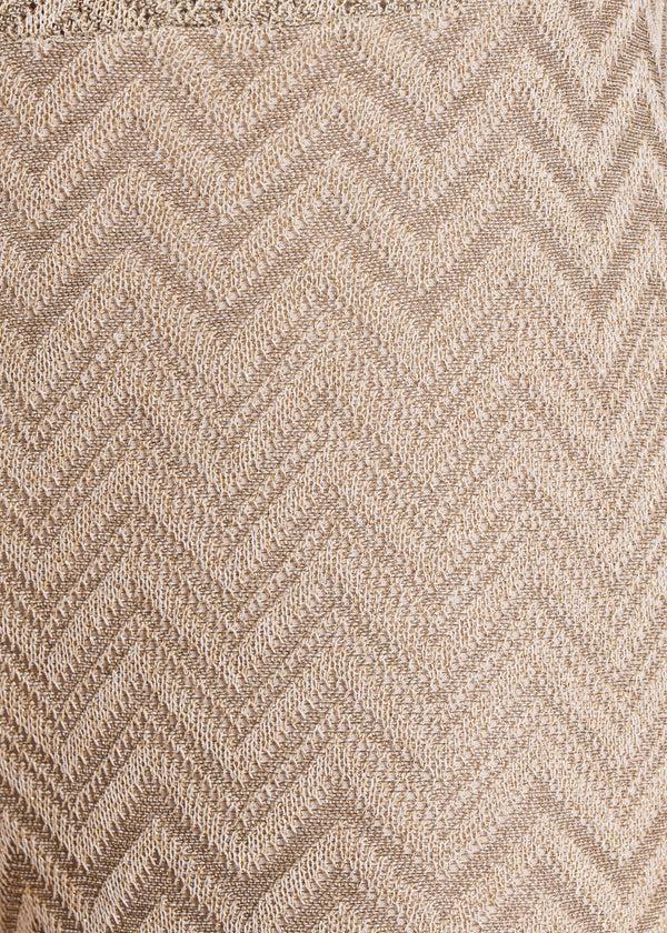 La Fée Maraboutée Pantalon 7/8ème En Maille Zigzag Beige