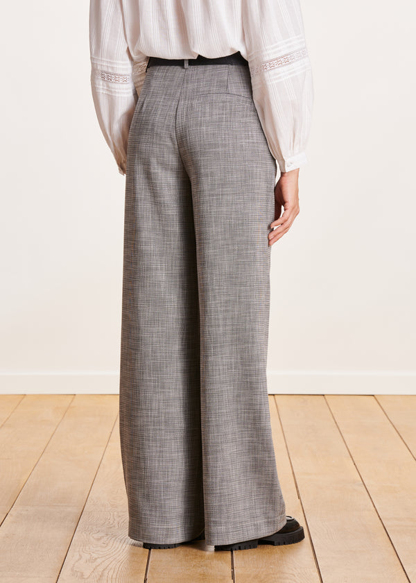 La Fée Maraboutée Pantalon Droit Et Large Gris Taille Haute