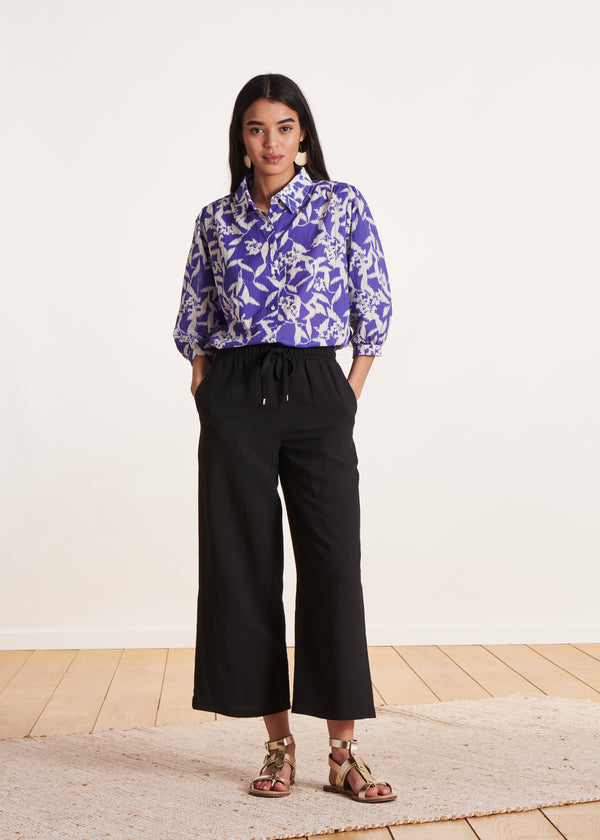 la fée maraboutée Pantalon droit noir 7/8ème à taille élastique