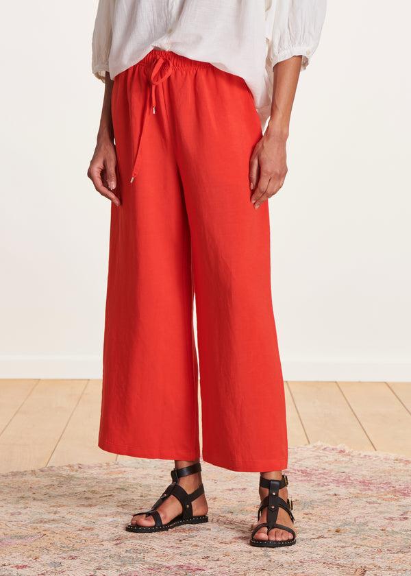 La Fée Maraboutée Pantalon Droit Orange 7/8ème à Taille élastique