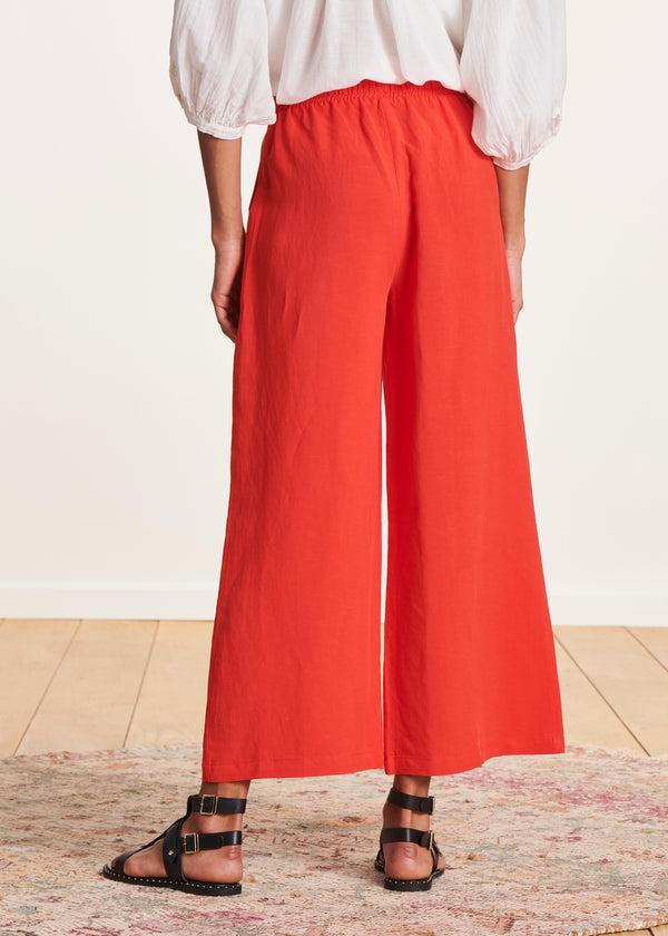 La Fée Maraboutée Pantalon Droit Orange 7/8ème à Taille élastique