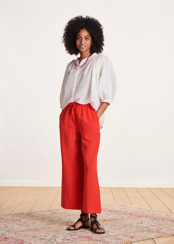 la fée maraboutée Pantalon droit orange 7/8ème à taille élastique