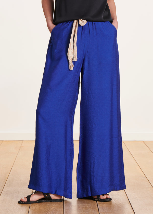 La Fée Maraboutée Pantalon Fluide Et Large Bleu Roi