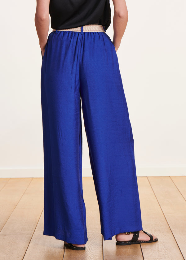 La Fée Maraboutée Pantalon Fluide Et Large Bleu Roi