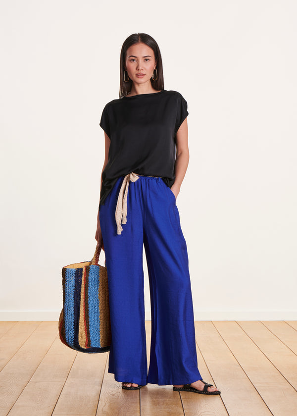 la fée maraboutée Pantalon fluide et large bleu roi