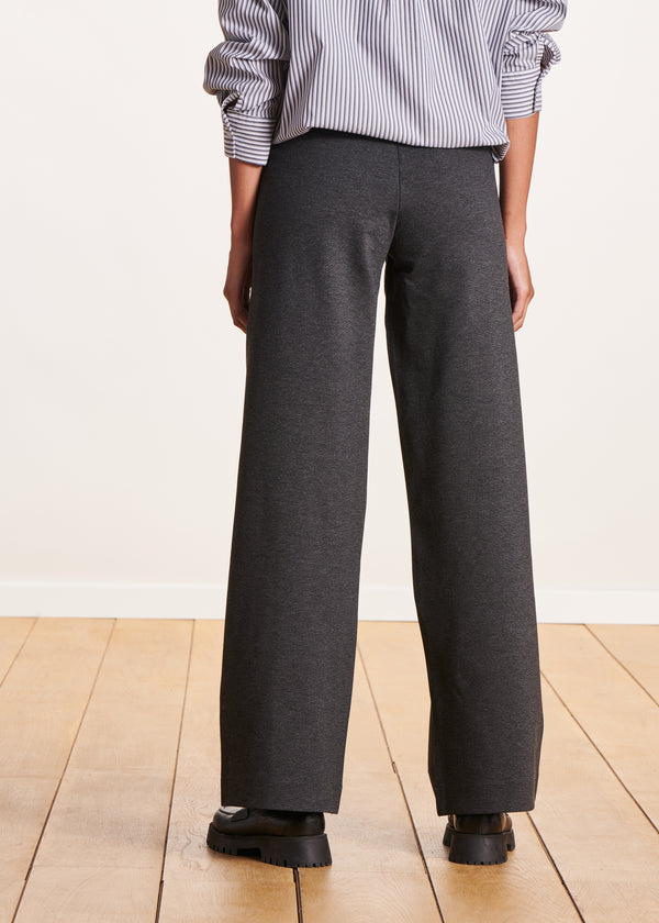 La Fée Maraboutée Pantalon Gris Anthracite Large En Jersey Milano