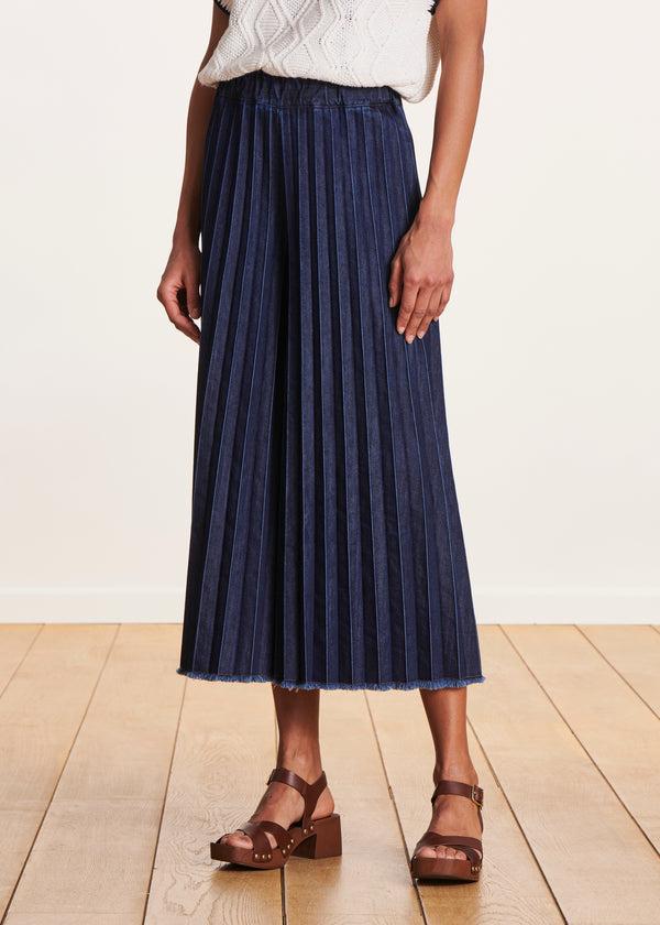 La Fée Maraboutée Pantalon Jupe Culotte En Jean Brut à Taille élastique