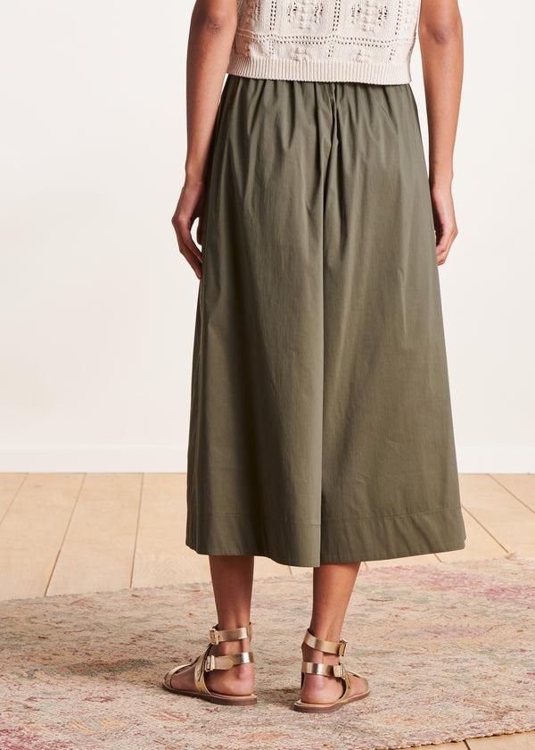 La Fée Maraboutée Pantalon Kaki Large 7/8ème Avec Ceinture à Nouer