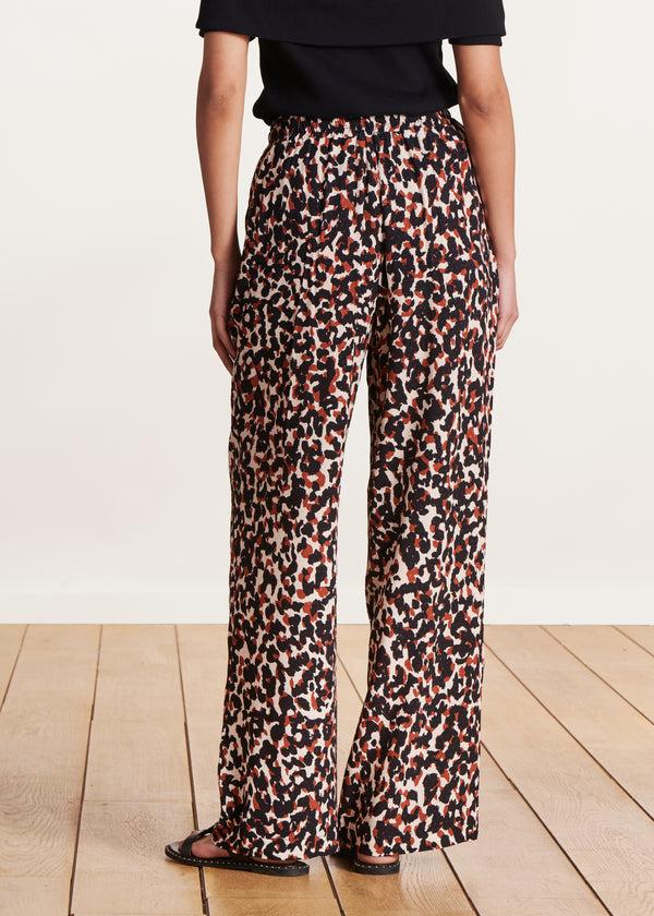 La Fée Maraboutée Pantalon Large Fluide Imprimé Léopard à Taille élastiquée
