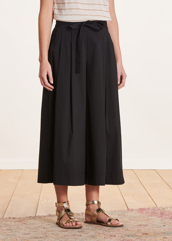La Fée Maraboutée Pantalon Noir Large 7/8ème Avec Ceinture à Nouer