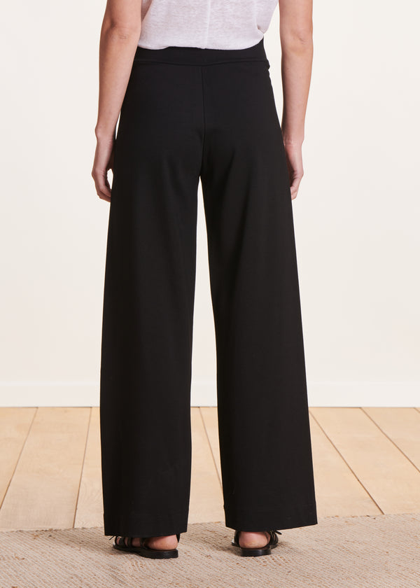 La Fée Maraboutée Pantalon Noir Large En Jersey Milano