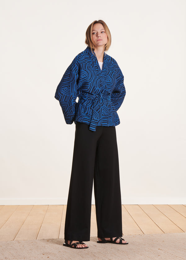 la fée maraboutée Pantalon noir large en jersey milano