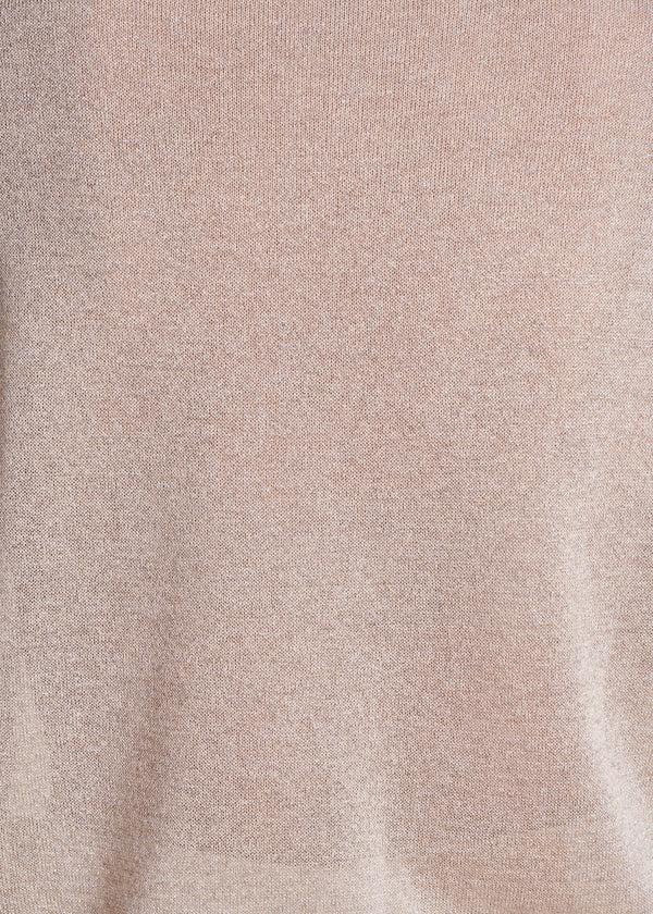 La Fée Maraboutée Pull Beige Irisé Manches Courtes Et Col V