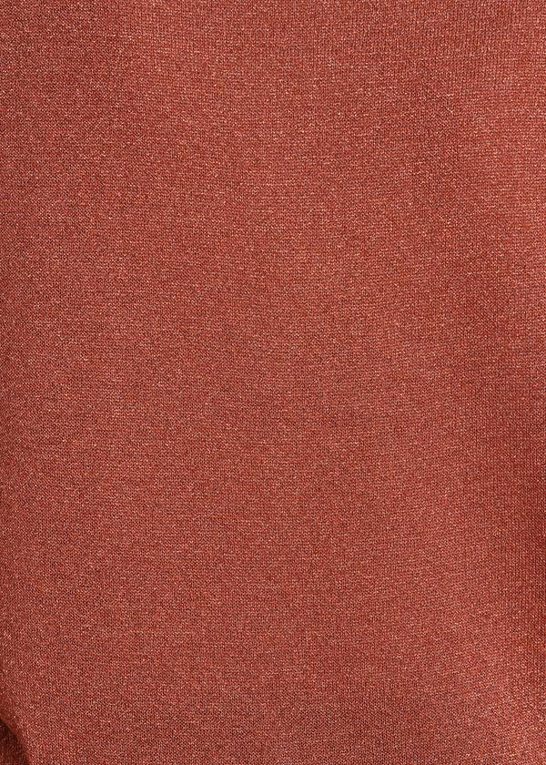 La Fée Maraboutée Pull Marron Irisé Manches Courtes Et Col V