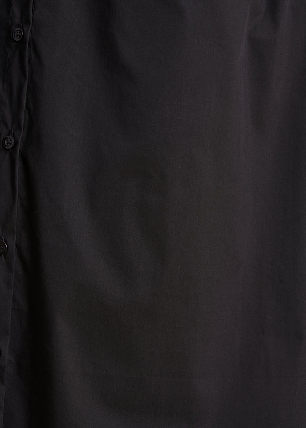 La Fée Maraboutée Robe Chemise Oversize Noire à Manches Courtes