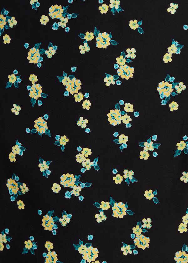 La Fée Maraboutée Robe Courte Portefeuille Noire à Imprimé Fleuri