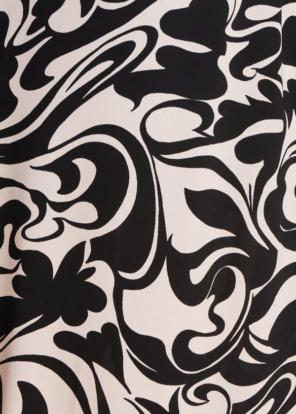 La Fée Maraboutée Robe Longue à Imprimé Noir Et Blanc Manches Courtes